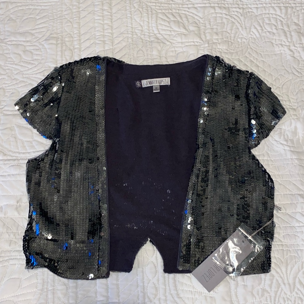 Sequined crop jacket